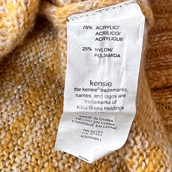 Kensie Heathered Open Knit Ruffle Sweater Sz M Retro Mustard Shabby Chic Cottage - Picture 8 of 12